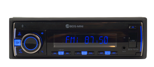Bos Mini T910B Автомагнитола 1DIN, с bluetooth, С пультом ДУ,  Съемная панель
