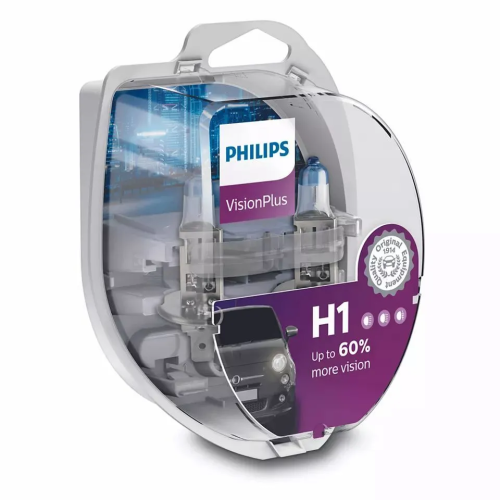 Philips H1 12V 55W Vision Plus+60% яркости(2лампы в боксе) 12258VPS2
