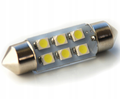 Маяк 12T11*36W/6SMD 12V T11*36 S8.5 6SMD(3528) White  Светодиодная лампа (Салон , номерной знак)