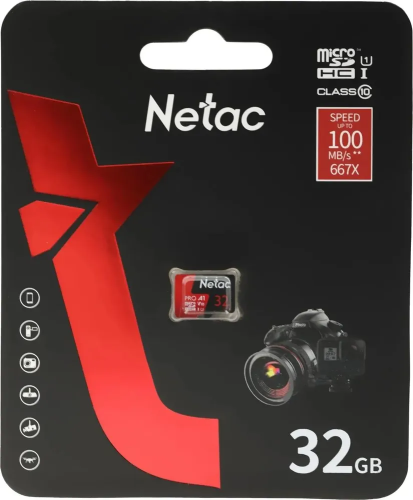 Netac Карта памяти 32GB без адаптера MicroSD P500 Extreme Pro  (класс10) UHS-IA1 V10(90 Mb/s) фото 3