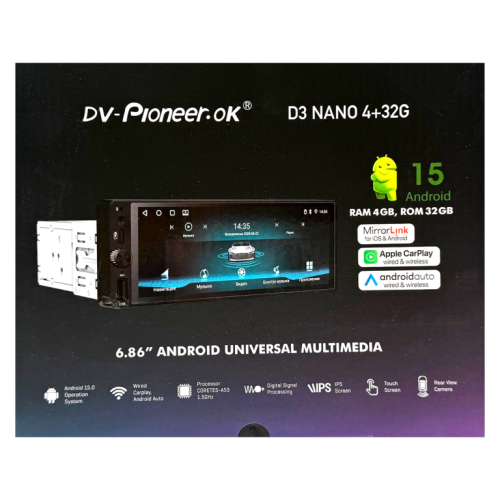 DV-Pioneer OK  D3 NANO 4/32 6.86* Автомагнитола с экраном на Android