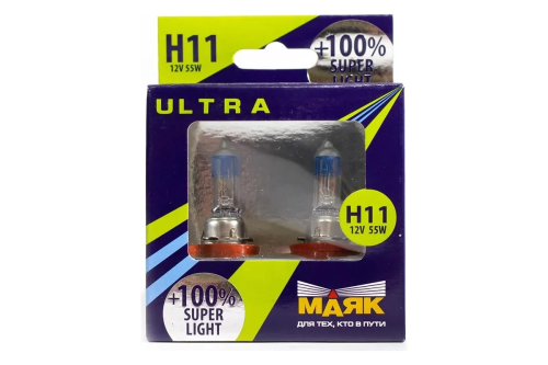 Маяк 82110SL+100 H11 12V 55W PGJ19-2 Super Light +100% Ultra фото 3