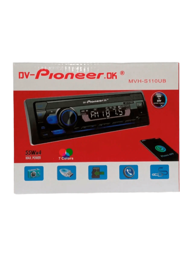 DV-Pioneer OK MVH-S110UB Автомагнитола 1DIN, с bluetooth