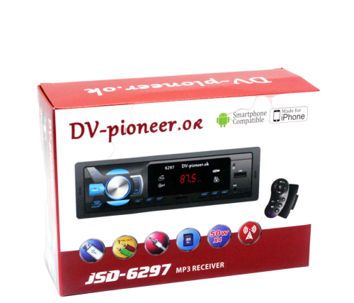 DV ok JSD-6297 BT,  bluetooth+мультируль, цв.подсветка, USB, AUX, FM, пульт Автомагнитола