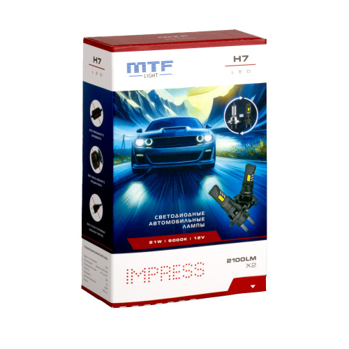 MTF Light серия IMPRESS  H7 12V, 21W,2100 LM,6000K Комплект свет-х ламп(как штатная лампа)
