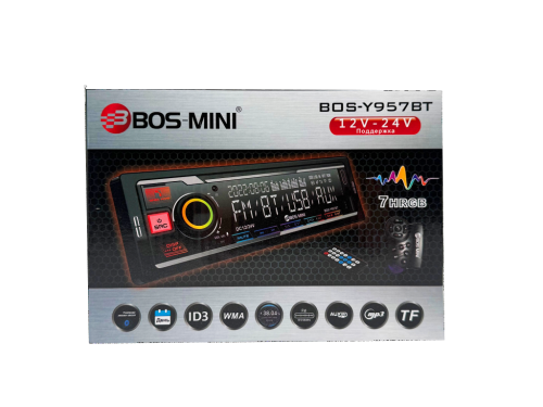 BOS-MINI BOS-Y957BT Автомагнитола 1DIN, с bluetooth, С пультом ДУ