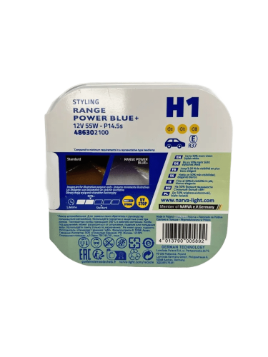 NARVA H1 12V 55W Range Power Blue+ 3700K( 2 лампы в боксе) 48630 2100 фото 4