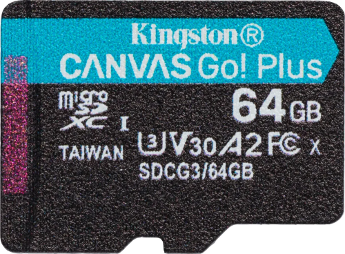 Kingston 64Gb Micro SD Class 10 Canvas Go Plus(170/70mb/s) + SD адаптер фото 2
