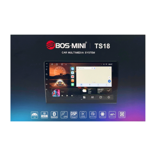 2 DIN BOS MINI TS18  9"4/64,DSP, 8 ядер,поддержка сим карты