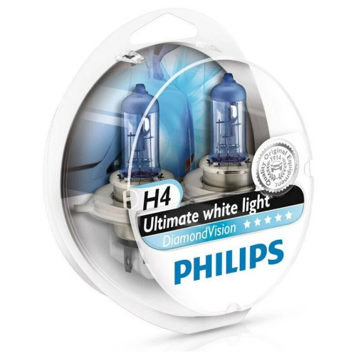 Philips H4 12V 60/55W Diamond Vision 5000K(2 лампы в боксе) 12342DVS2