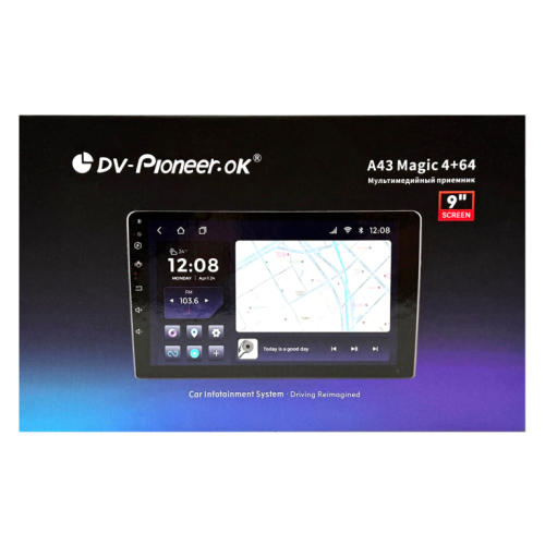 2 DIN DV-Pioneer ok A43 Magic 9"Андроид,4 ядра, 4/64  Автомагнитола