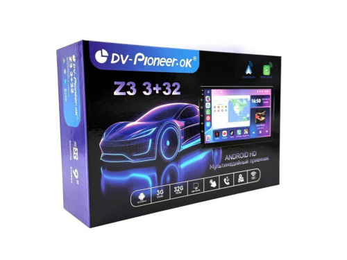 2 DIN DV-Pioneer ok Z3 9"Андроид,4 ядра, 3/32  Автомагнитола