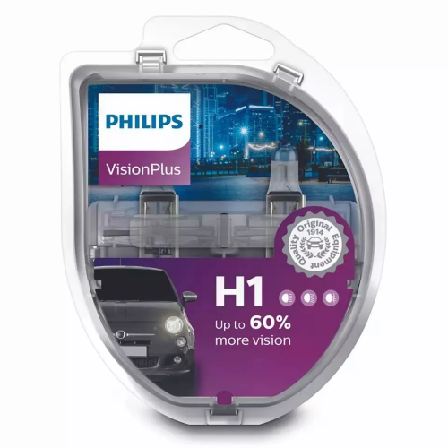 Philips H1 12V 55W Vision Plus+60% яркости(2лампы в боксе) 12258VPS2 фото 3